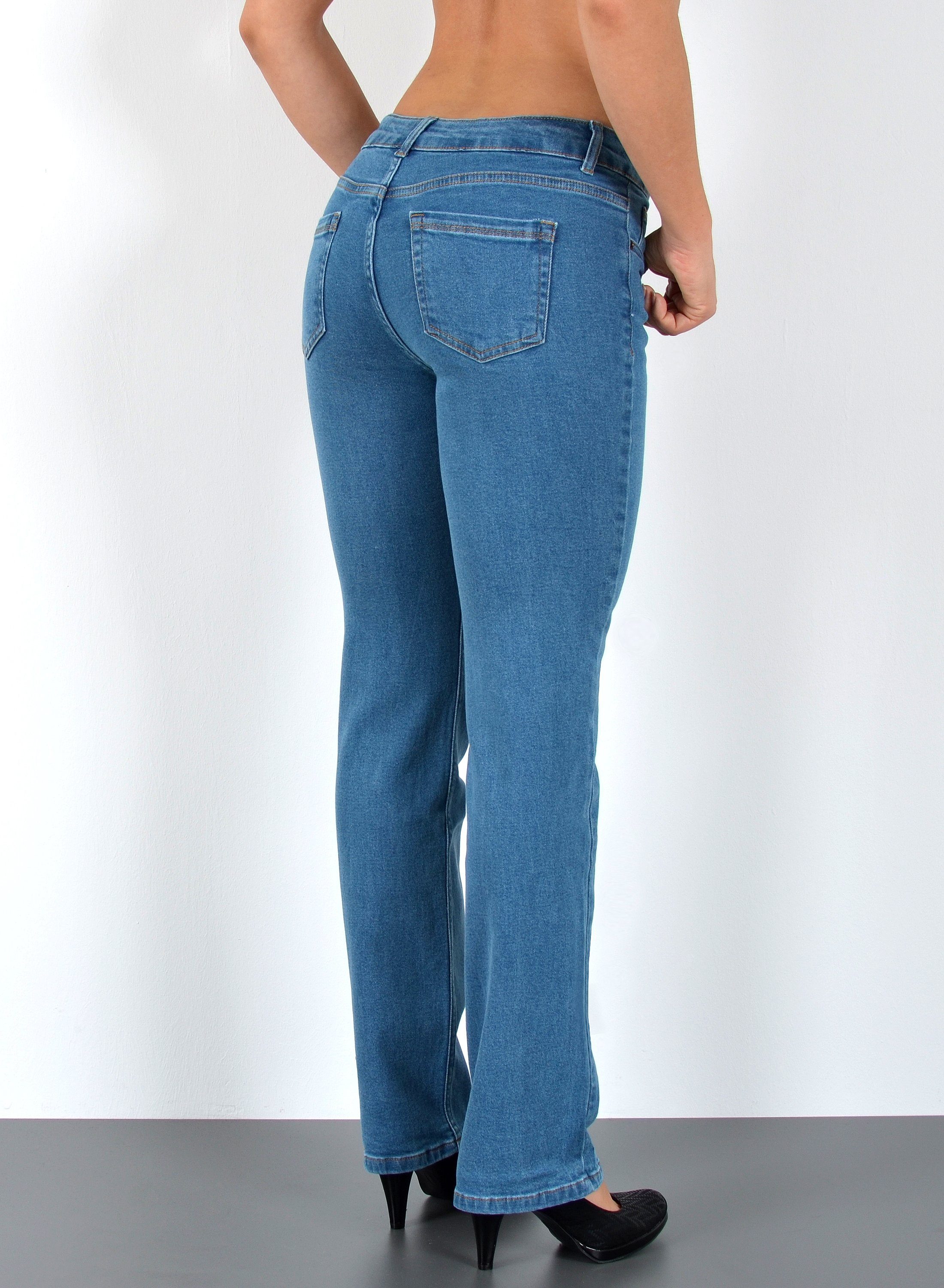 ESRA Straight-Jeans Damen Jeans Geradeschnitt Stretch Jeans Damen Regular Fit G4 Sale High Waist Jeans Damen Straight Hose Regular Jeans bis Große Größe