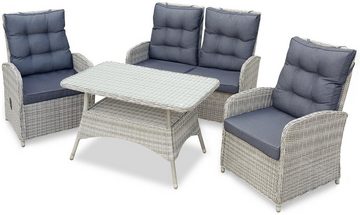 bellavista - Home&Garden® Gartenlounge-Set bellavista Aluminium Lounge Monte Carlo, (Set, 8-tlg), Loungesessel und Gartensofa mit Relaxfunktion