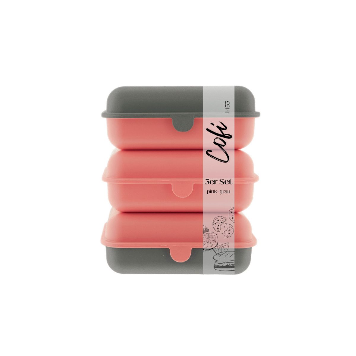 COFI 1453 Lunchbox Brotdosen 3er-Set Frühstücksbox spülmaschinenfest, stapelbar, 1000 ml, Kunststoff, (3-tlg., 3er Set), Made in Germany
