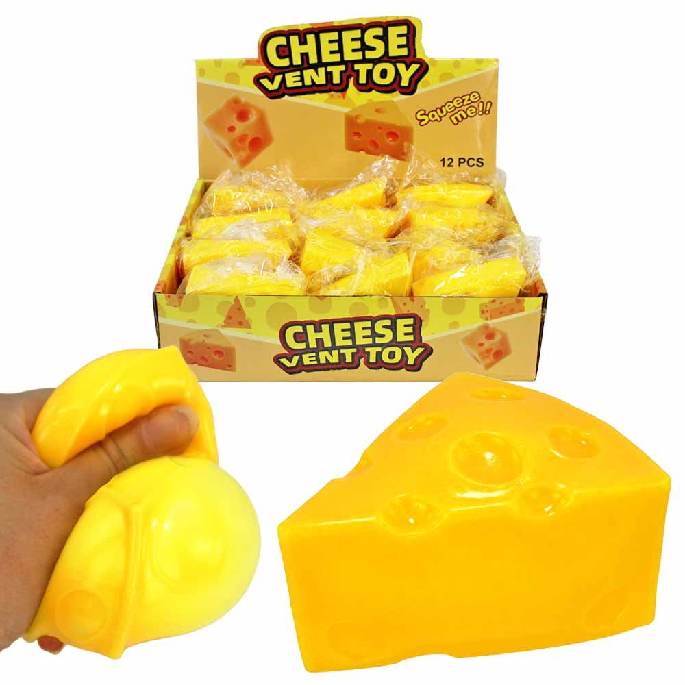 Spielfigur 12 Stück Quetsch Käse aus Gummi - ca. 8 cm