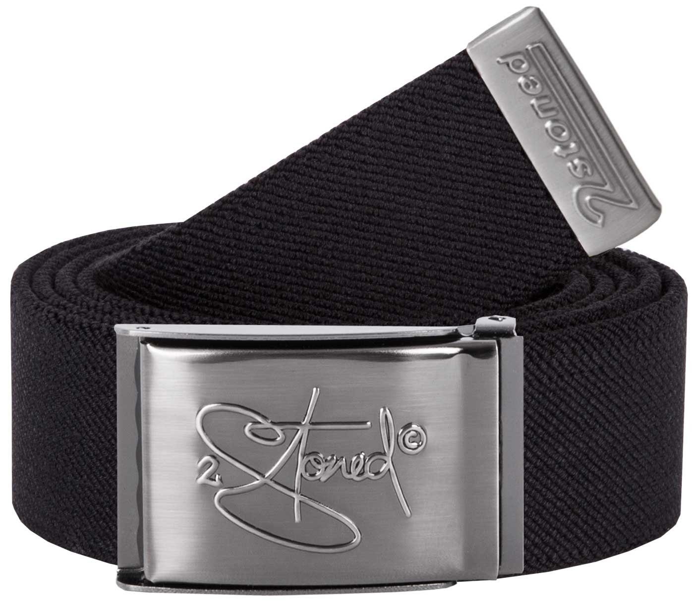 2Stoned Stretchgürtel Koppelgürtel Unisex, matte Schnalle geprägt, 4 cm breit, 130 cm lang um 20 cm dehnbar