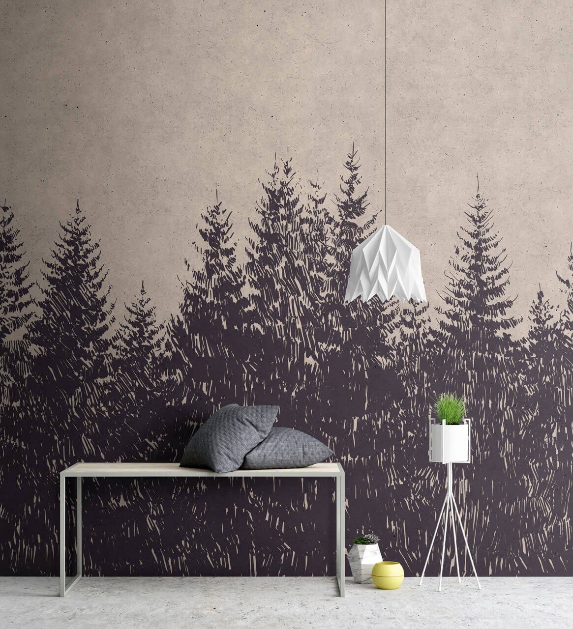glänzend, lichtbeständige Tapete leicht KUNSTLOFT Vliestapete Black 1, Forest Design