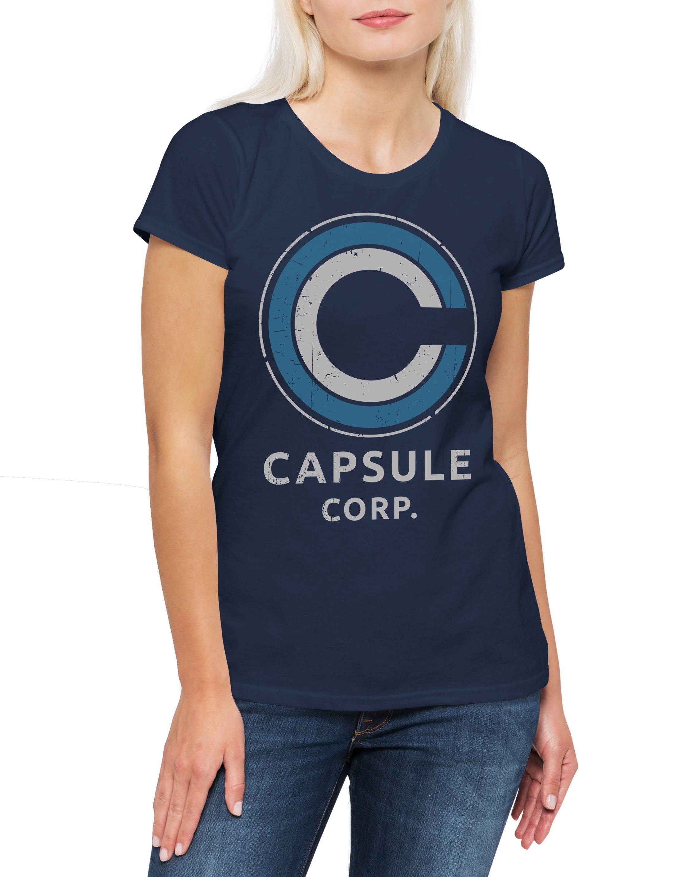 Print-Shirt Capsule Corp Damen T-Shirt Dragon Corporation Z Symbol Logo Ball Z