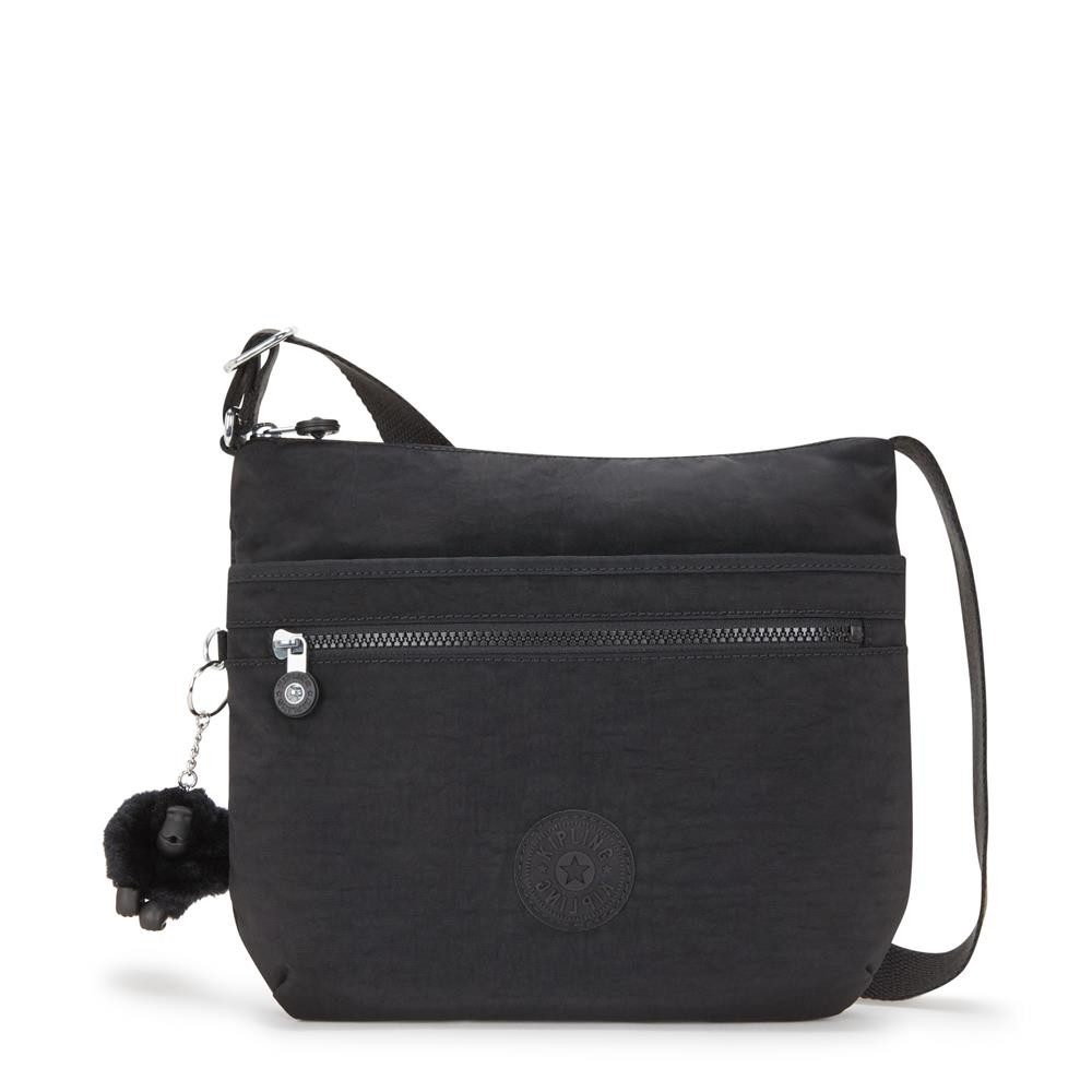 KIPLING Schultertasche ARTO M, Umhängetasche, Black Noir (schwarz), Schultertasche mit Reißverschluss
