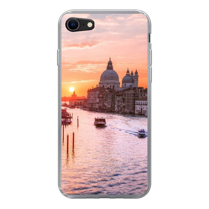 MuchoWow Handyhülle Boot - Wasser - Sonne - Venedig Handyhülle Apple iPhone 7 Smartphone-Bumper Print Handy Schutzhülle