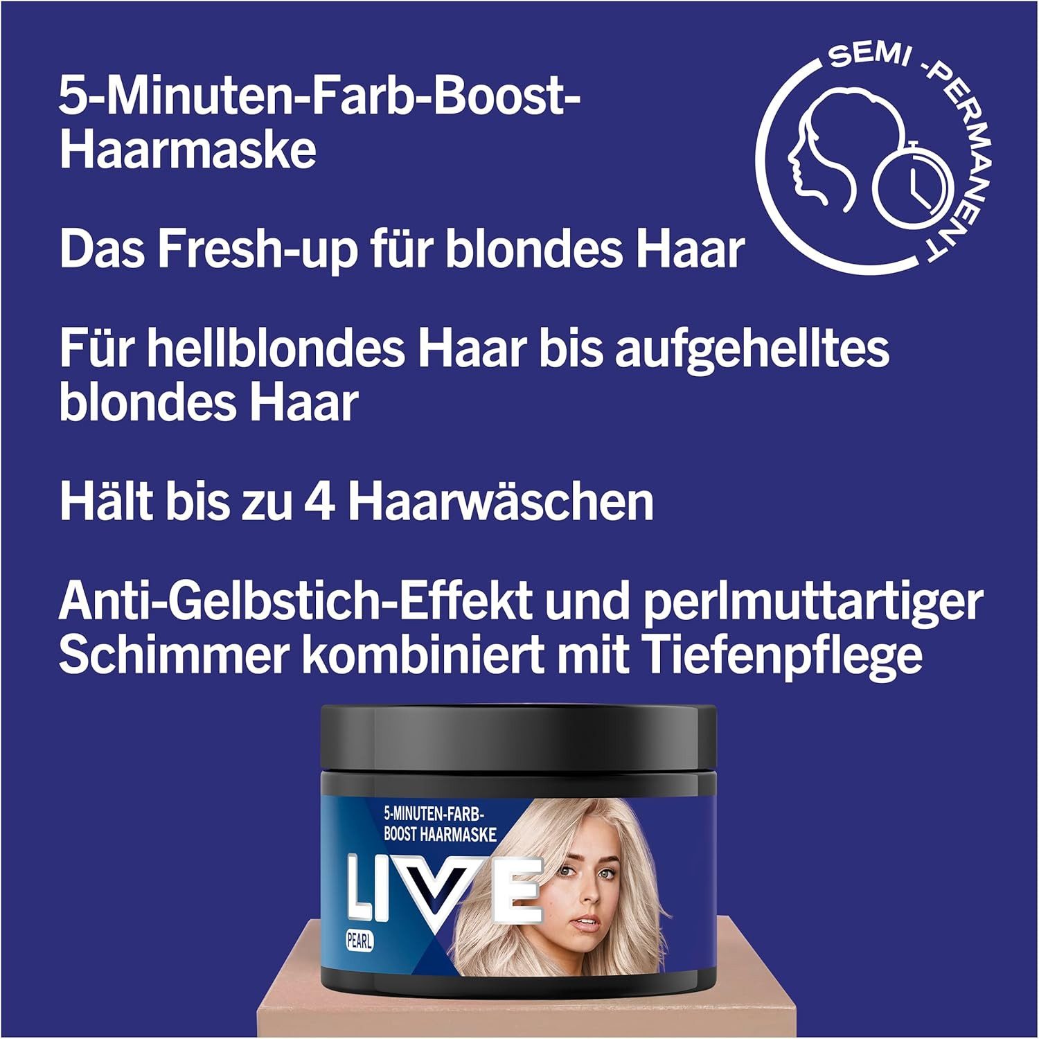 Schwarzkopf Haarmaske 1x Schwarzkopf Live Colour and Care Haarmaske Pearl 150ml, 1-tlg., temporäre Haarfarbe für Farb-Boost & intensive Pflege in nur 5 Minuten
