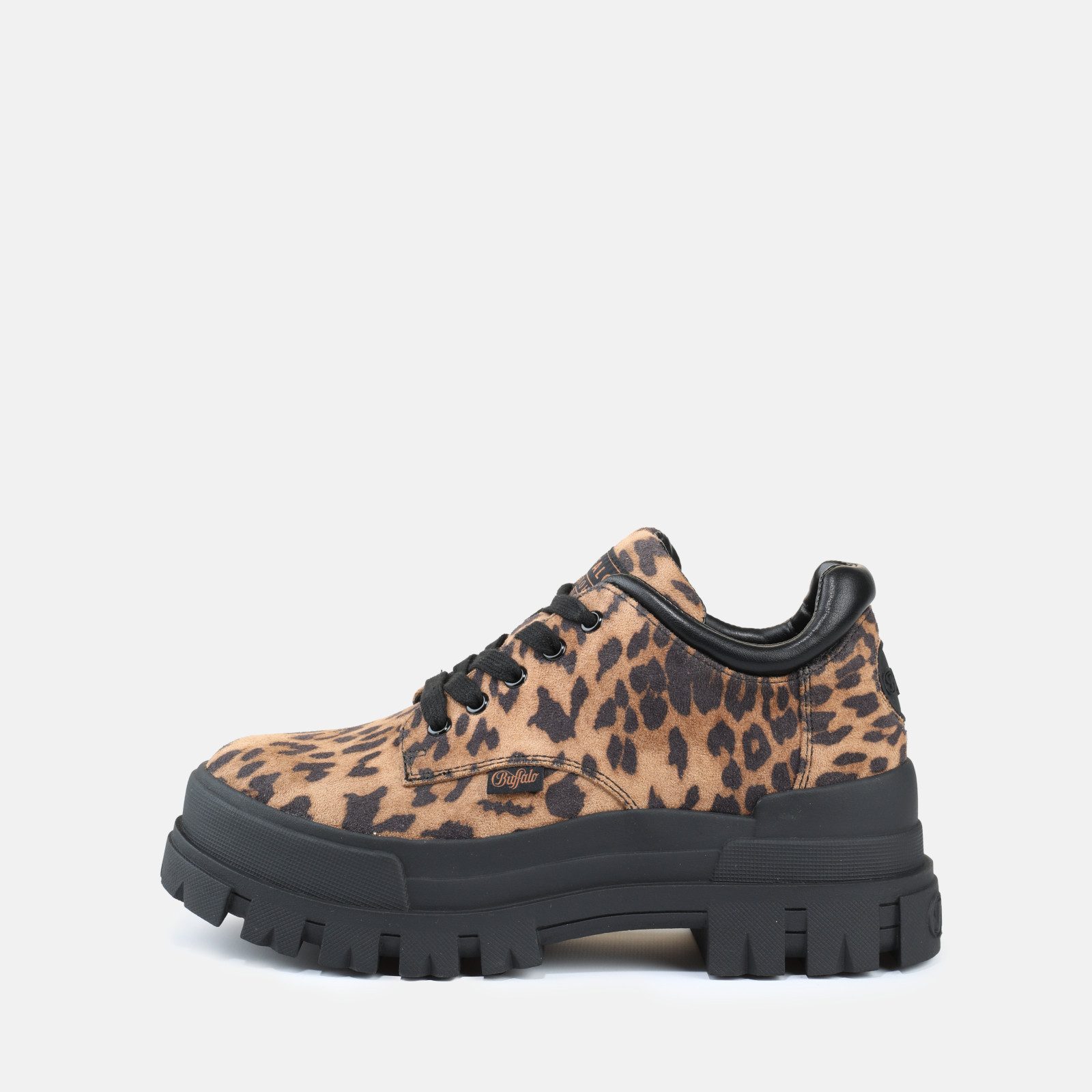 Buffalo ASPHA CLS Schnürschuh Plateauschuh, Halbschuh in trendiger Leo-Optik, mit Profilsohle