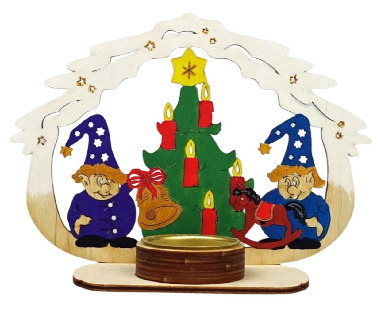 DeColibri Kreativset Bastelset Basteln Weihnachten Holz Wichtel Baum, (Bastelset), Made in Germany, aus Holz, bemalbar