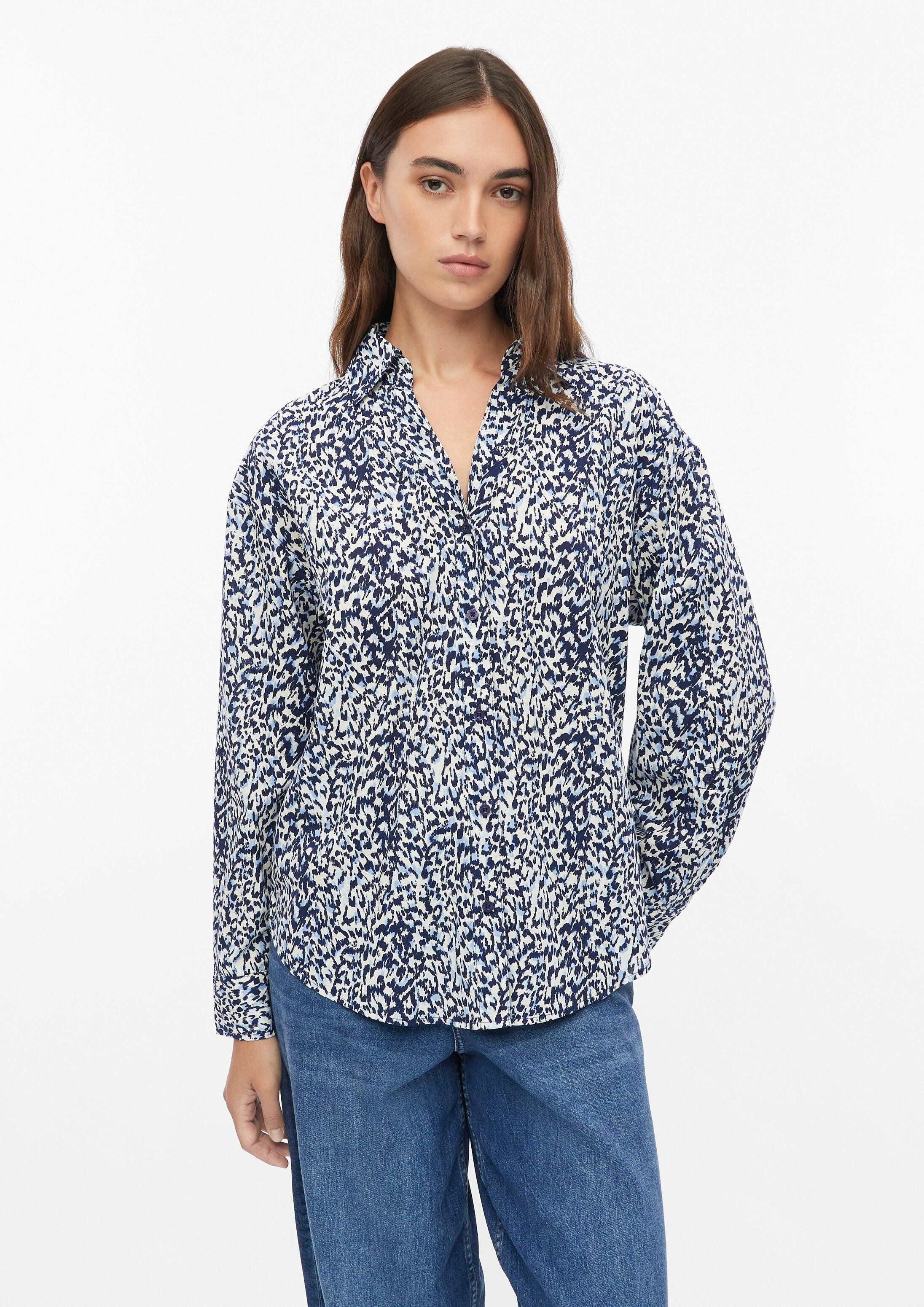 s.Oliver Langarmbluse Bluse Gemusterte Bluse mit Turn-up-Ärmel