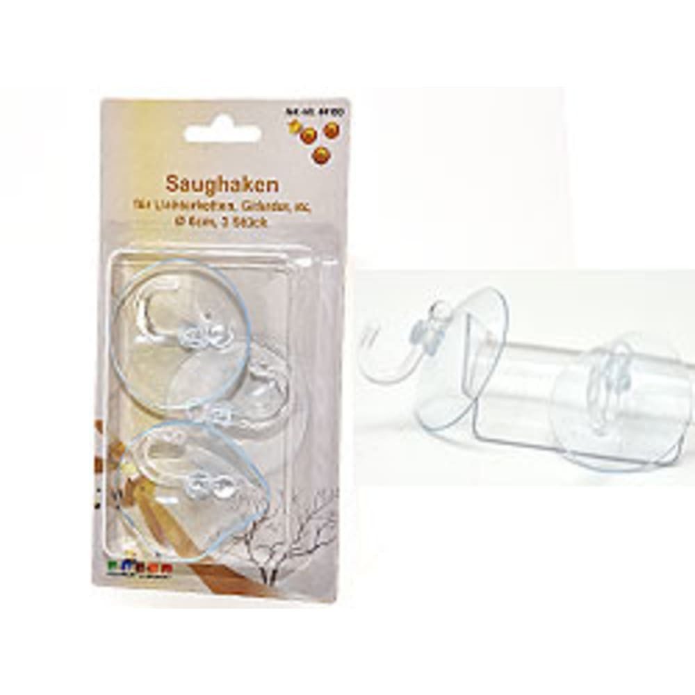 HundB Wandhaken Saughaken 60mm transparent 3 Stück - Saugnapf Klebehaken Hänger, Fliesen und Glasoberflächen, (Mehrteiliges Set, 3-St., 3-teilig), Saugnapf Haken transparent Kunststoff Aufhänger Set dreiteilig