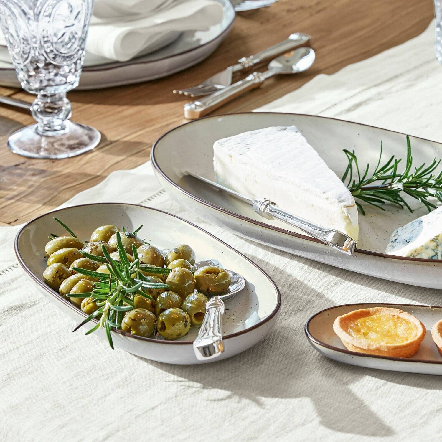 Mirabeau Geschirr-Set Servierplatte 3er Set Biarré weiß, Steinzeug