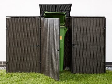 HANSE GARTENLAND Mülltonnenbox, für 3x120 l aus Polyrattan, BxTxH: 189x66x109 cm