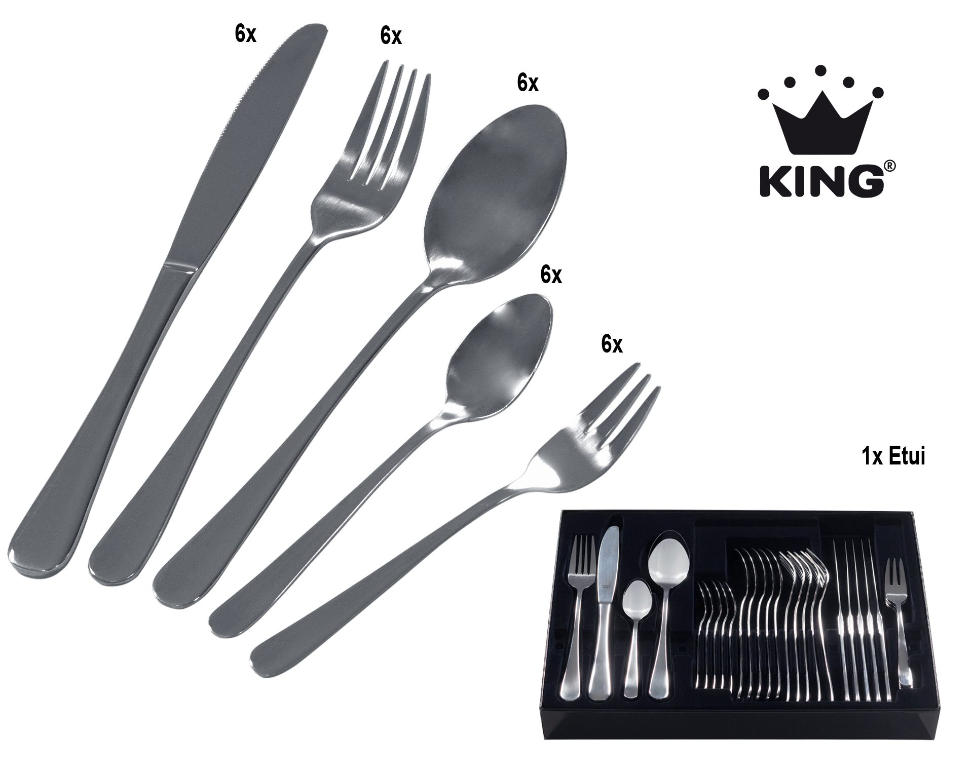 KING Besteck-Set »VIERAILLA« (31-tlg), 6 Personen, Edelstahl 18/0, inkl. Etui
