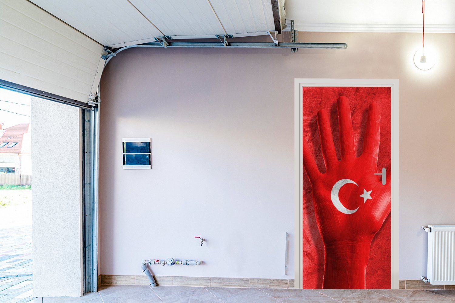 Türtapete Matt, türkische (1 für die Fototapete 75x205 Hand bedruckt, formt Türaufkleber, Eine Flagge, St), MuchoWow Tür, cm