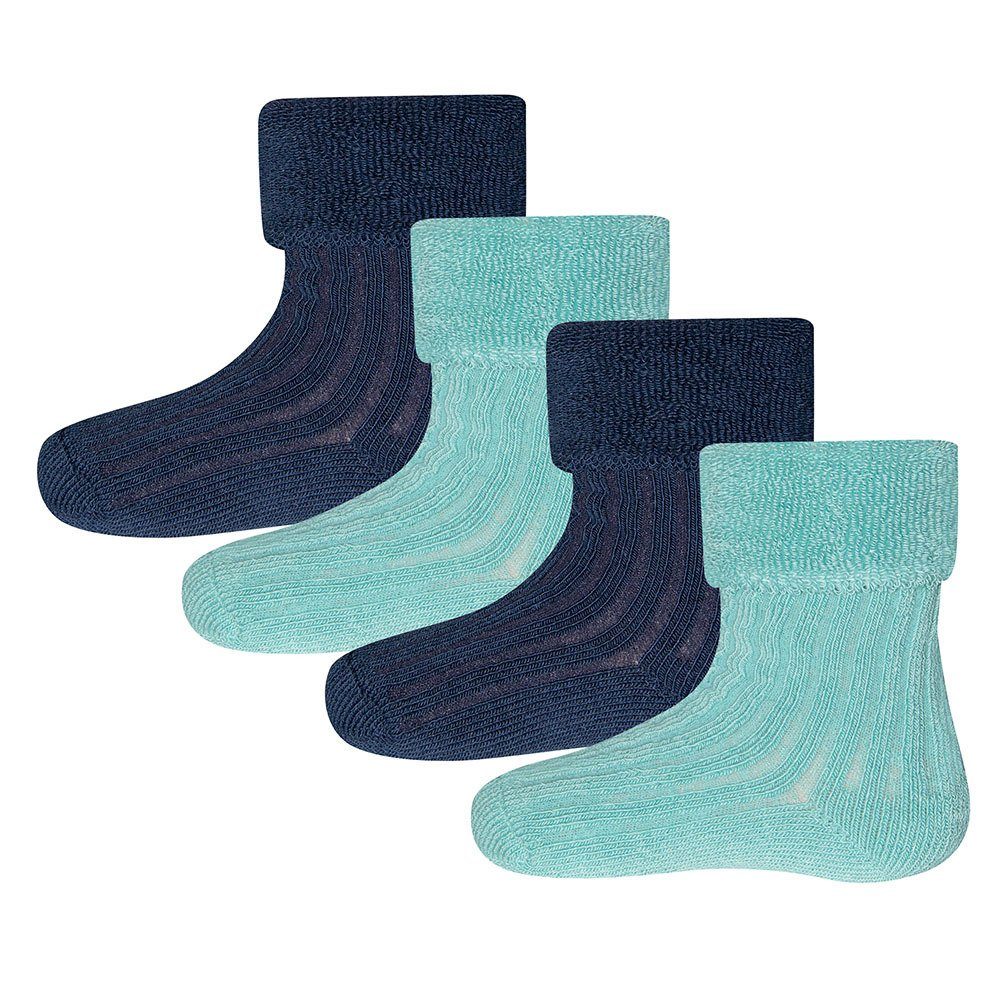 Socken (4-Paar) Ewers Struktur Socken blau