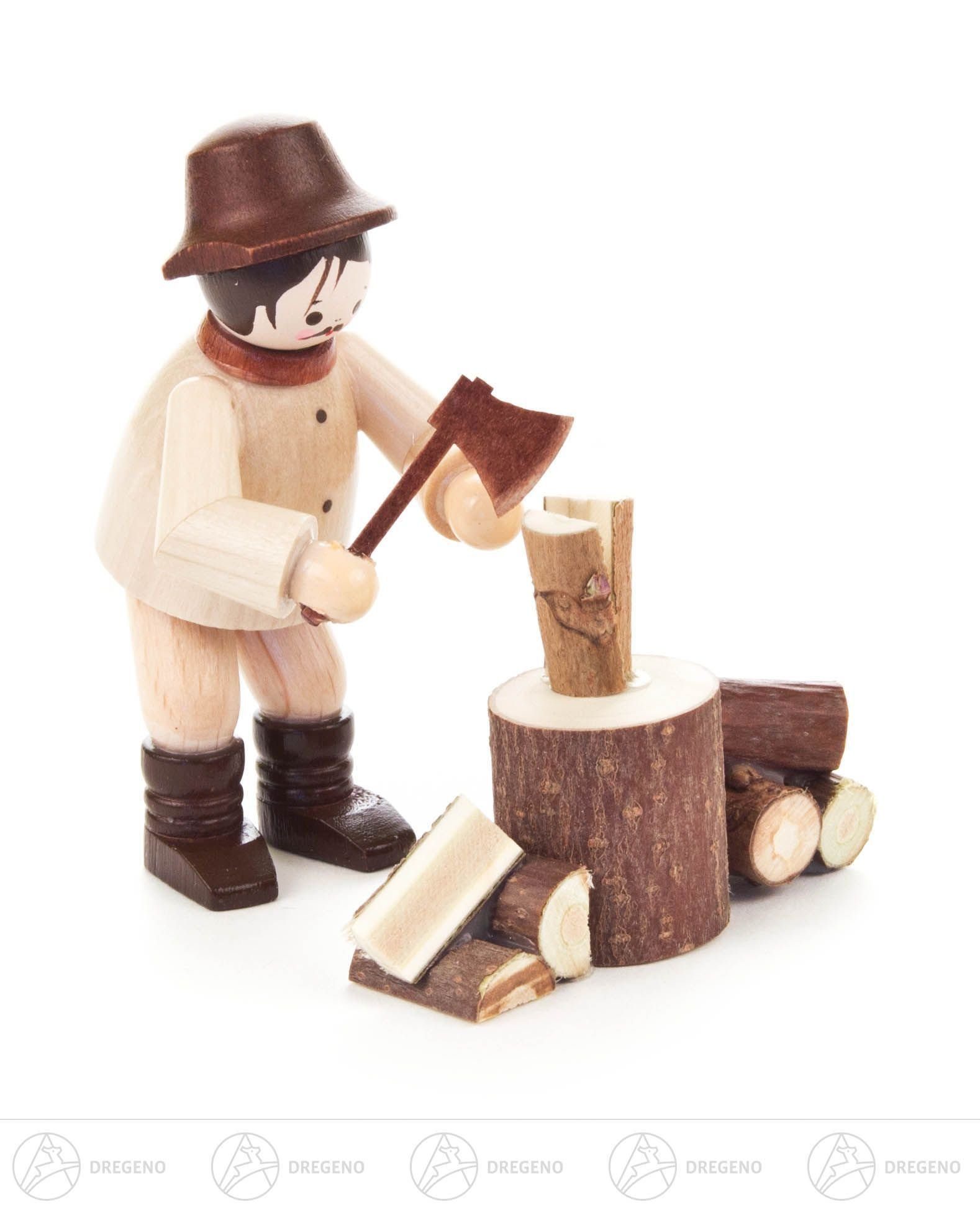 Dregeno Erzgebirge Weihnachtsfigur Miniatur Holzhacker natur Höhe ca 5,5 cm NEU
