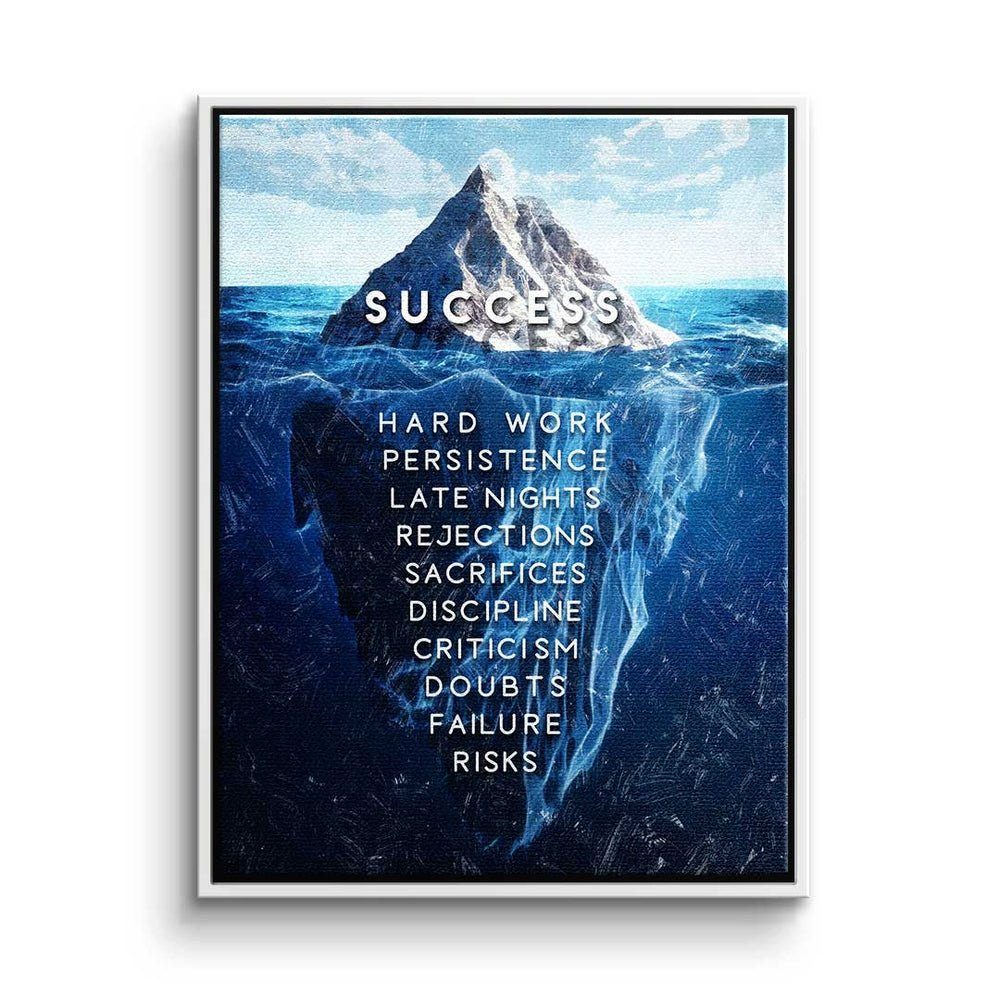 DOTCOMCANVAS® Leinwandbild, Englisch, Leinwandbild Eisberg des Erfolgs xxl Motivation Mindset Büro Motiv mit weißer Rahmen