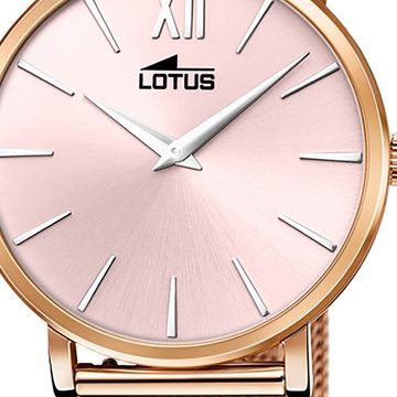 Lotus Quarzuhr Lotus Damen Armbanduhr Smart Casual, (Analoguhr), Damenuhr rund, mittel (ca. 33mm) Edelstahlarmband rosegold