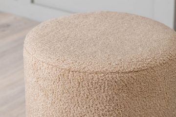 ebuy24 Pouf Benji Pouf, Hocker Ø35cm Teddystoff beige, schwarz (1-St)