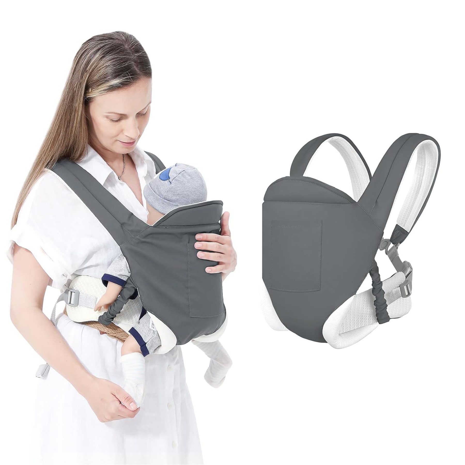 Mutig Babytrage Babytrage All-in-One, verstellbar, 3 Tragepositionen (für Babys & Kleinkinder (3–36 Monate, 3,5–20 kg), leicht & komfortabel)