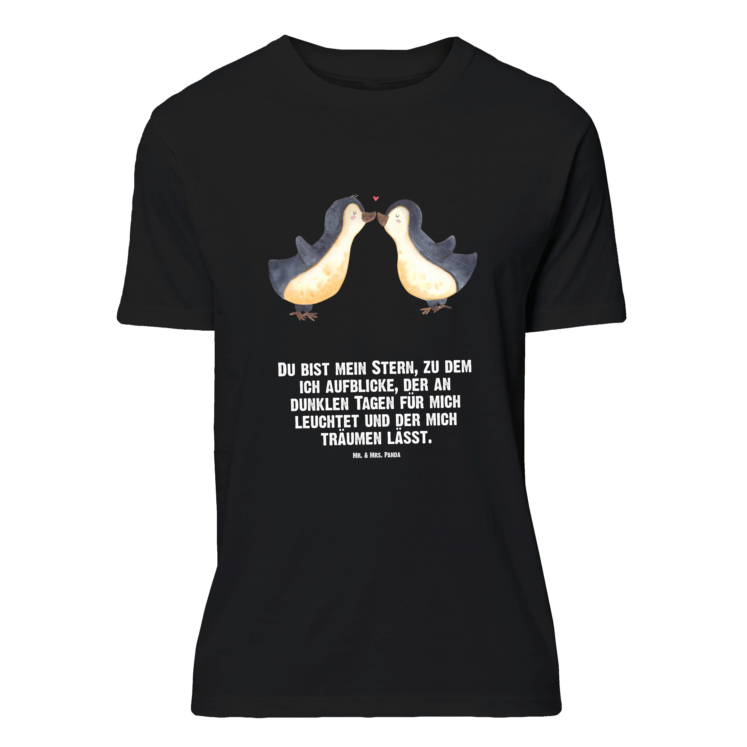 Mr. & Mrs. Panda T-Shirt Pinguin Liebe, Größe M T-Shirt, Schwarz, T-Shirt mit Spruch, Vertraut (Packung) Geschenk Freund Pinguine Freundin
