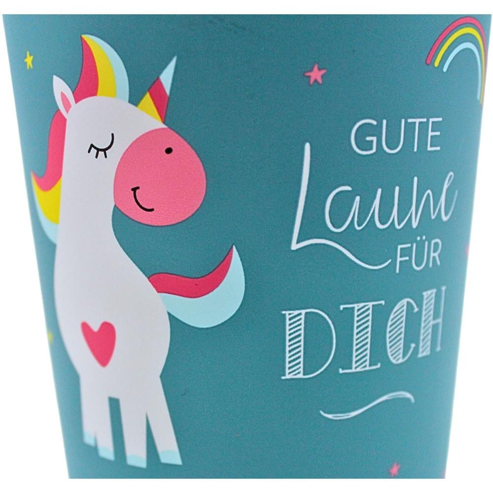 Dekohelden24 Thermobecher Thermobecher/Becher to go, Kaffeebecher, Isolierbecher, Einhorn, 1-tlg., Metall