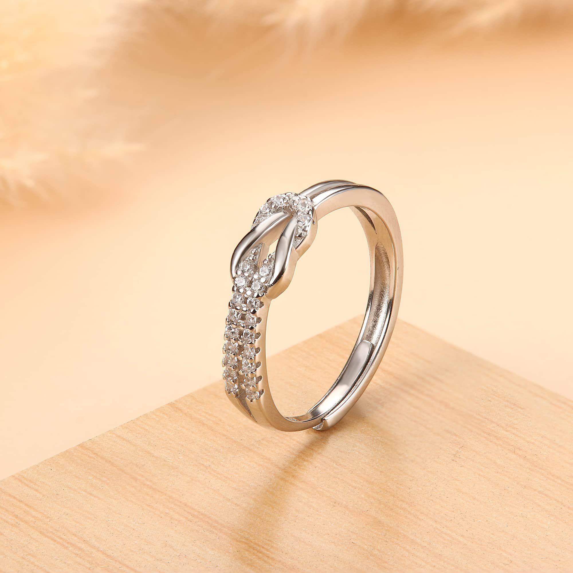 POCHUMIDUU Fingerring Twisted Set Ring Frauen Mode weibliche Silberschmuck für Schößchen Temperament, Diamanten offen 925er aus Sterlingsilber