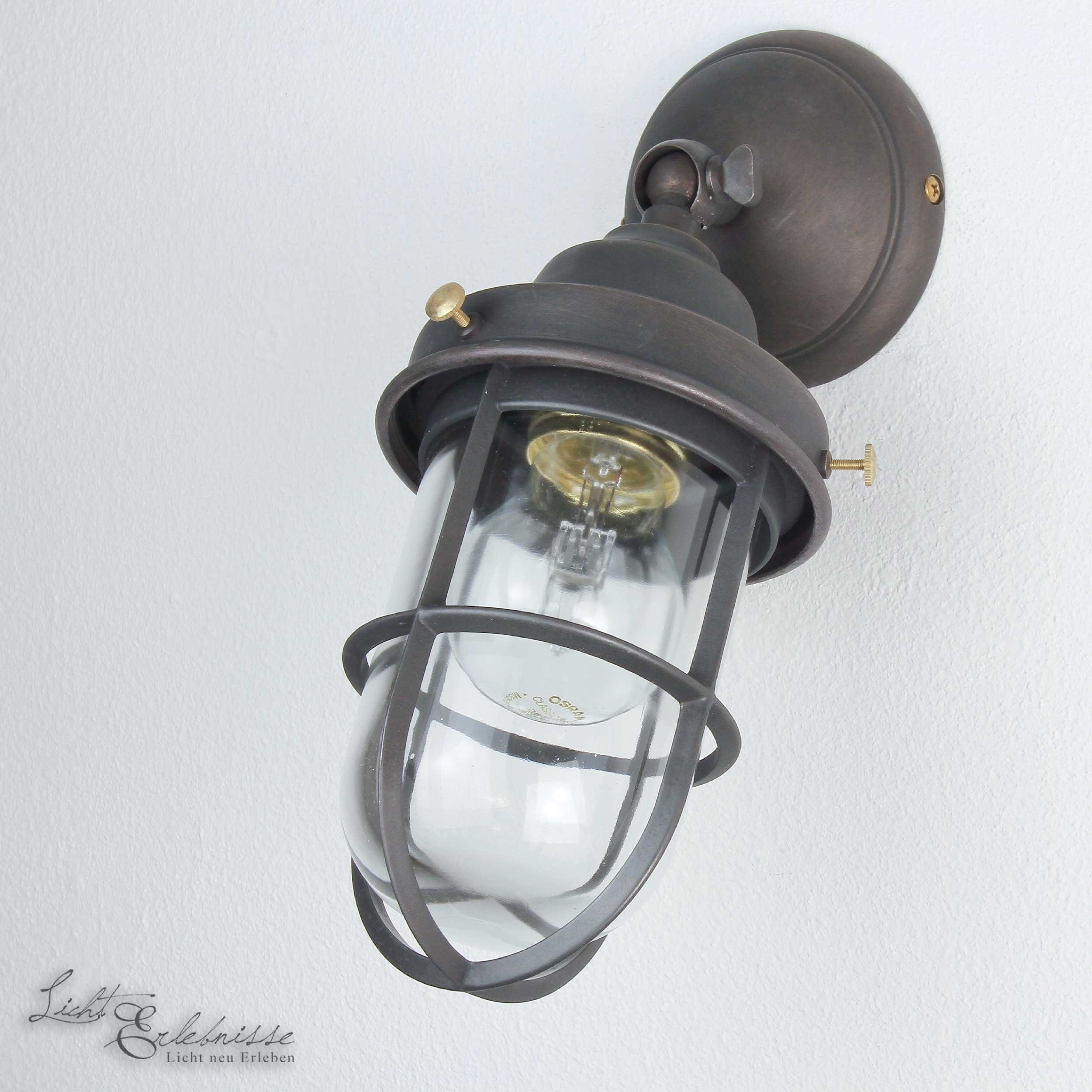 ohne 182, AußenWandlampe Premium Licht-Erlebnisse bronziert Lampe Terrasse OUTDOOR Messing Außen-Wandleuchte APPLIQUE Leuchtmittel,