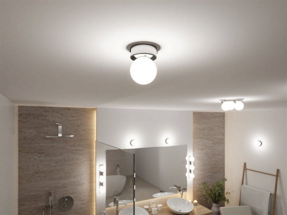 Paulmann Deckenleuchte Selection Bathroom Gove IP44 max. 1x20W Satin/Chrom  Glas/Metall, ohne Leuchtmittel, G9, Nicht vergessen: Passendes Leuchtmittel  gleich mitbestellen!