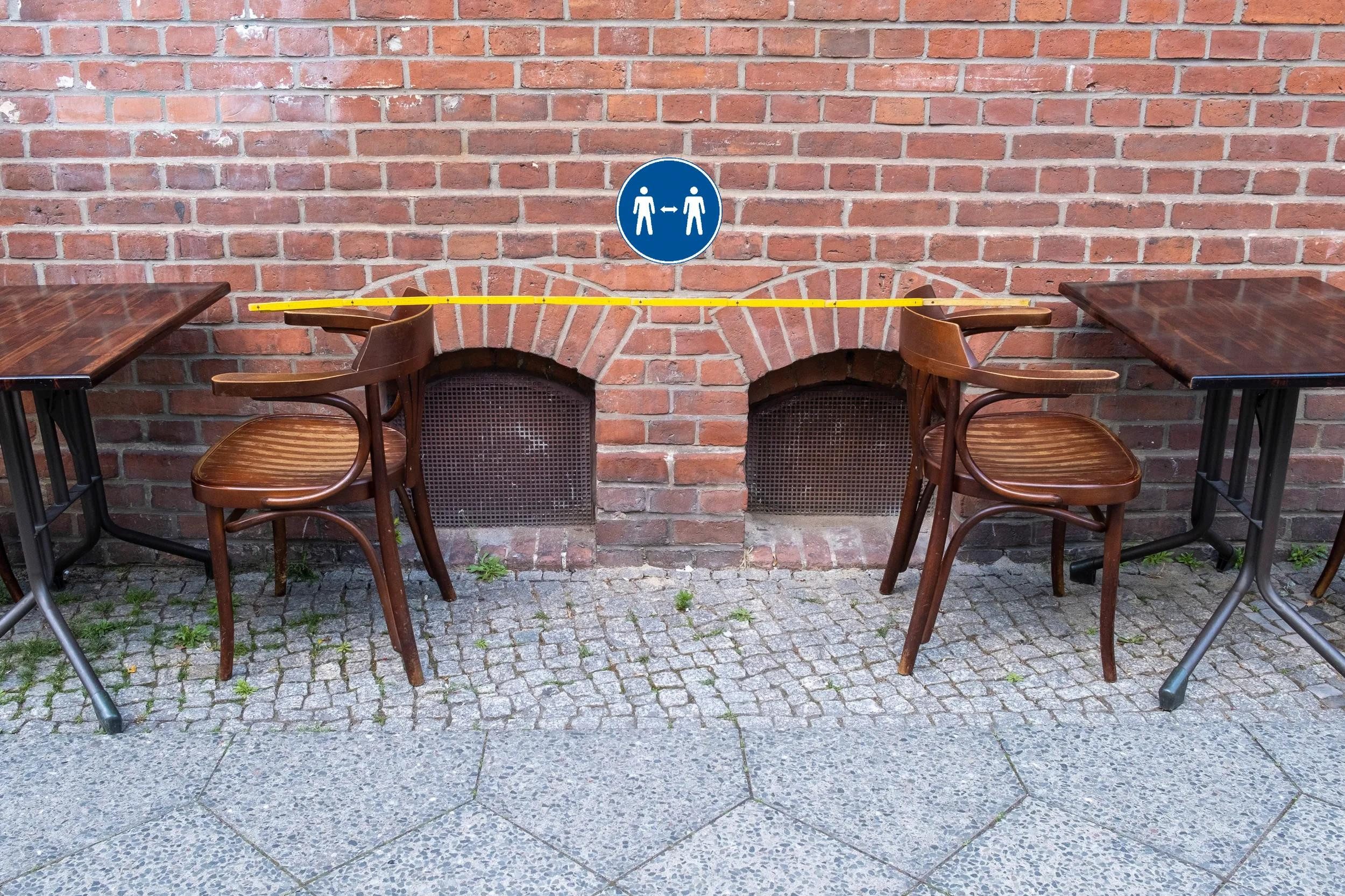 EXACOMPTA Warnschild Hinweisschild Abstand halten PVC selbstklebend 20 cm Blau 67020E, Sockel