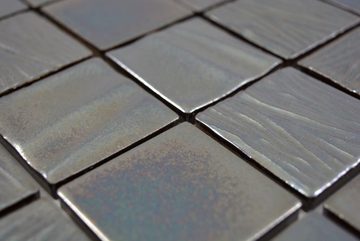 Mosani Mosaikfliesen Keramikmosaik Mosaikfliesen schwarz glänzend / 10 Matten