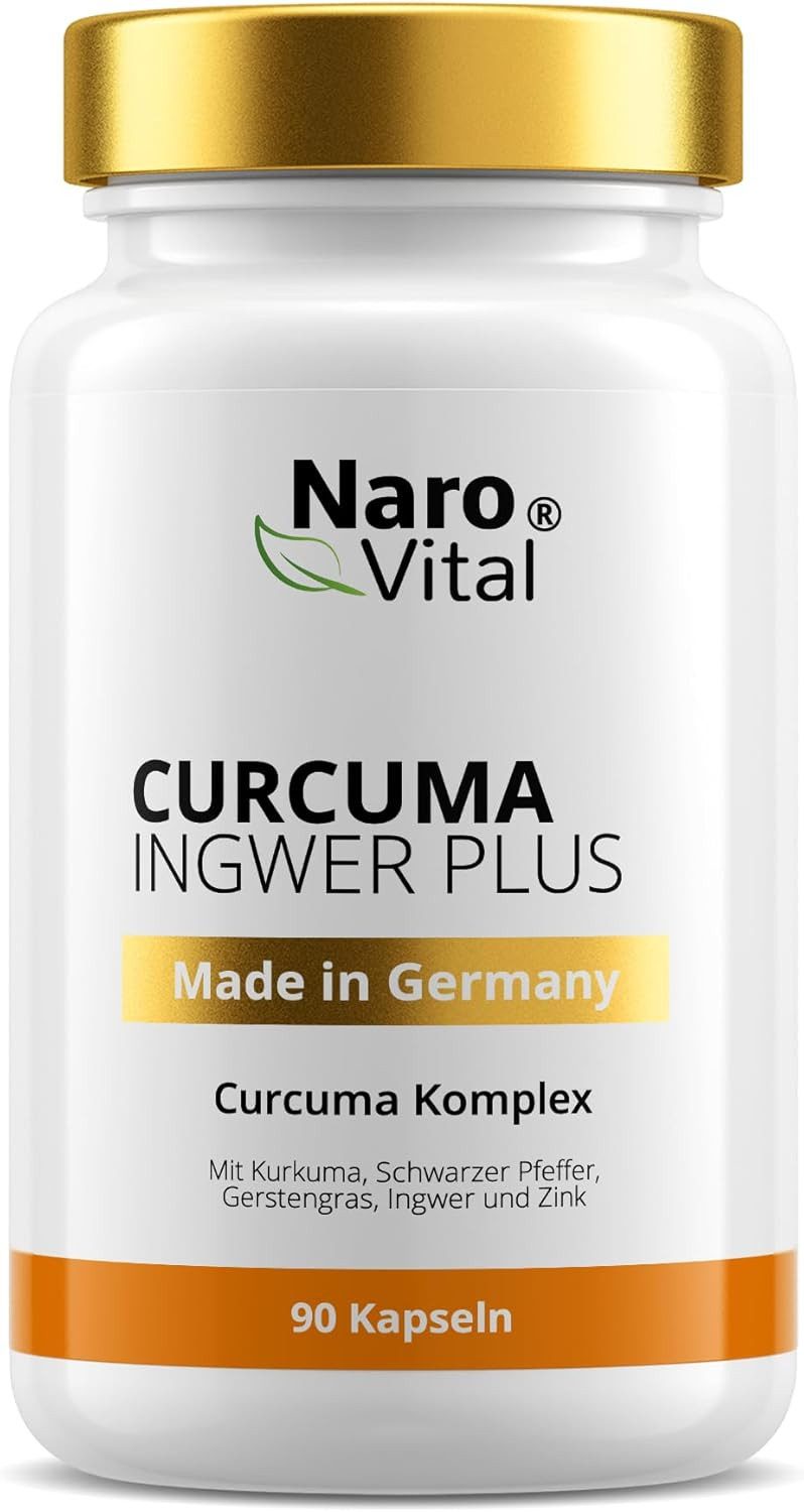 NaroVital Curcuma Ingwer Plus mit Kurkuma Extrakt, Piperin, Curcumin - 90 vegane Kapseln, 90 St.