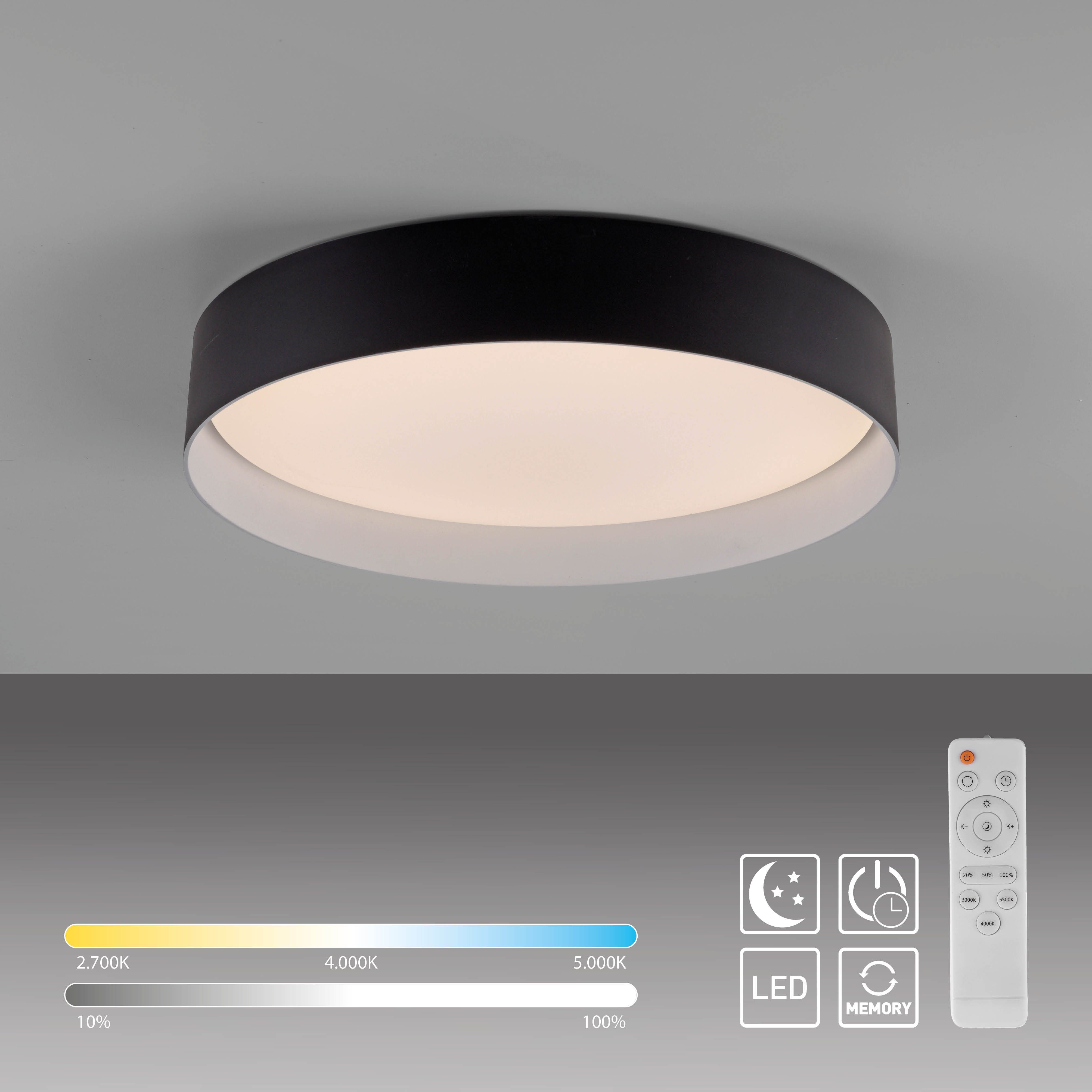 SCHÖNER WOHNEN-Kollektion LED Deckenleuchte TAVOLI, CCT - über Fernbedienung, LED fest integriert, warmweiß - kaltweiß, SCHÖNER WOHNEN Kollektion, CCT 2700-6500 – Bild 5 von 5