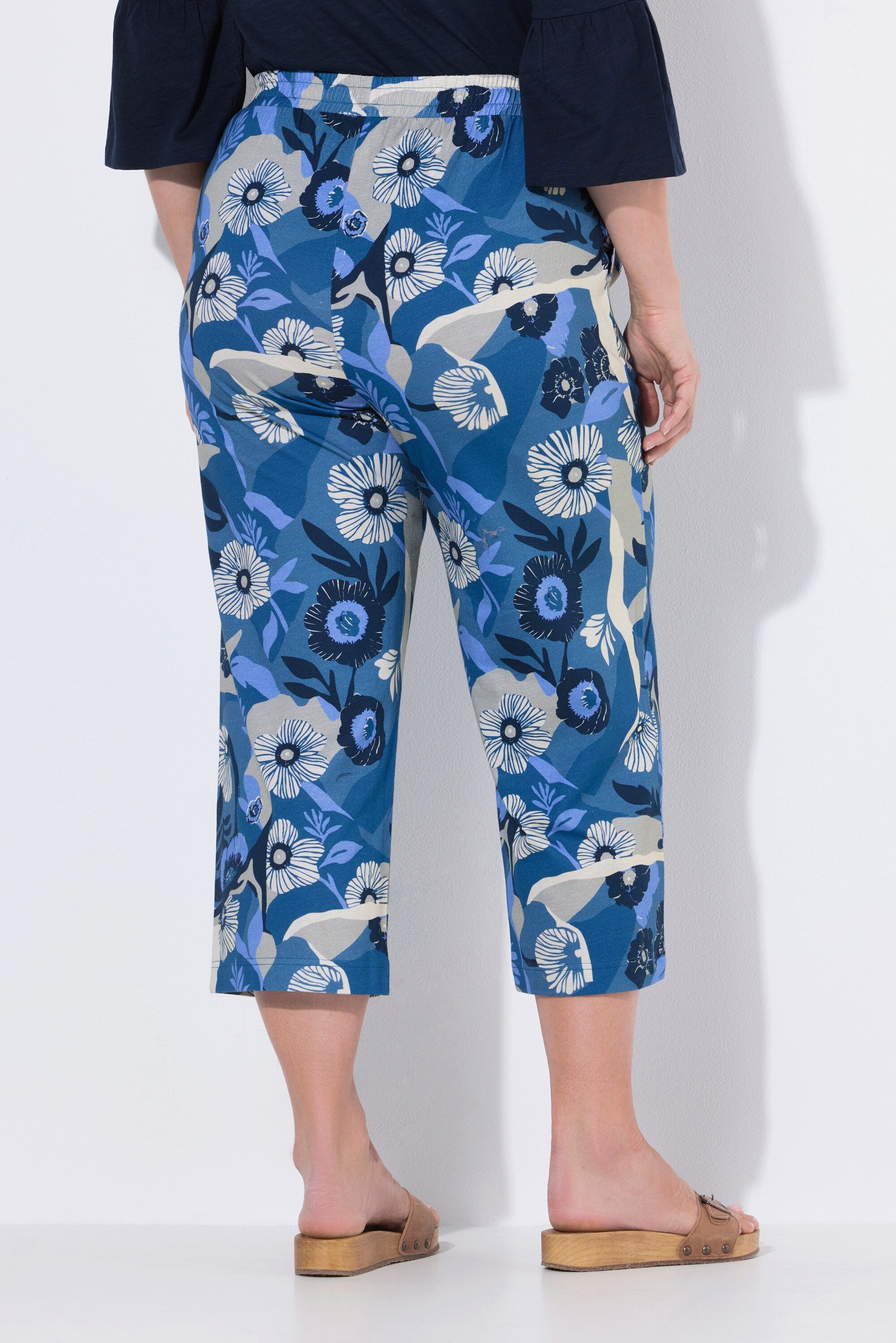 Ulla Popken Culotte Jersey-Culotte Blüten weites Bein Biobaumwolle