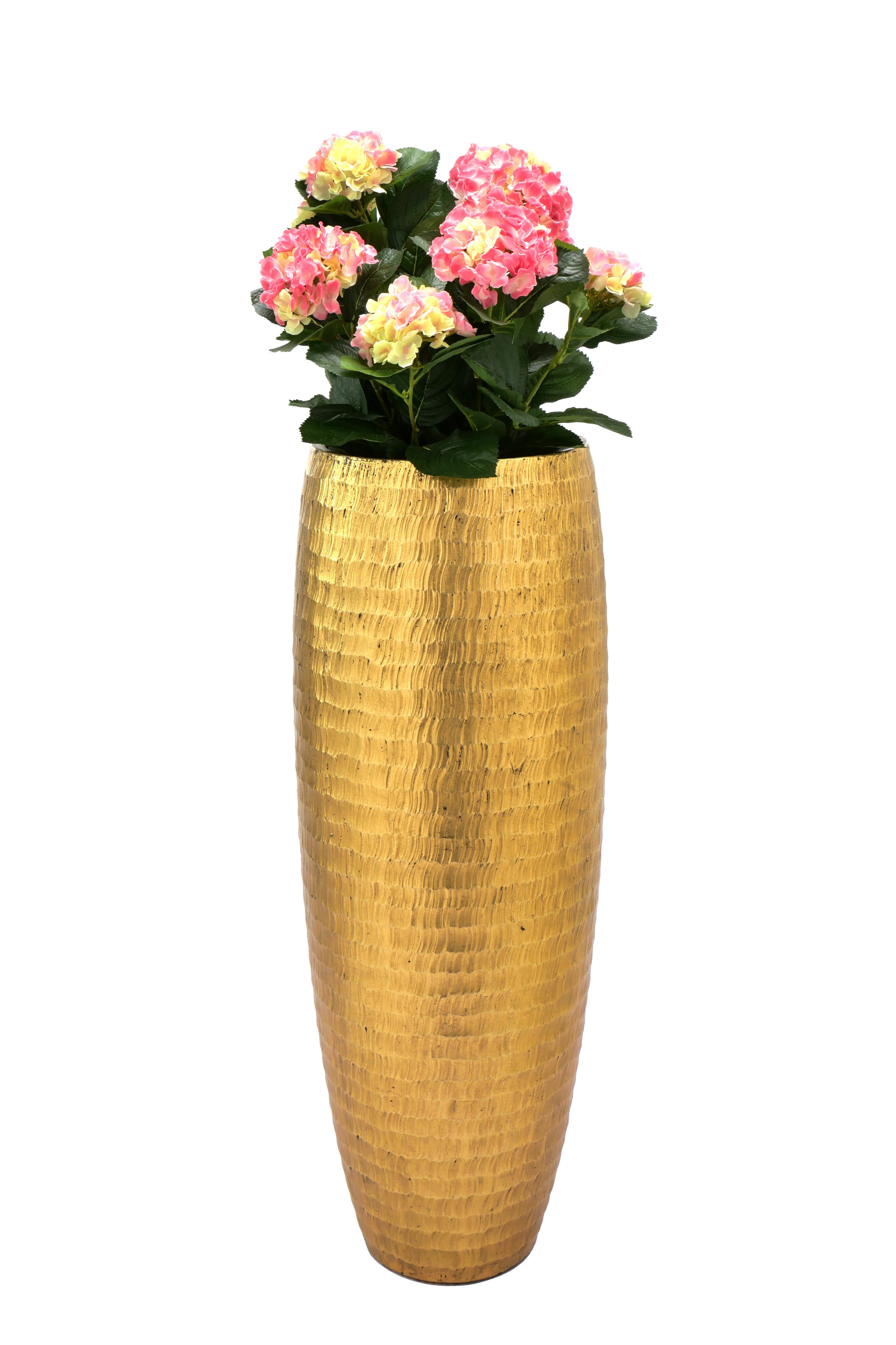 Flingora Bodenvase Amea, mit Einsatz - Fiberglas - Indoor - Gold - Höhe 97 cm