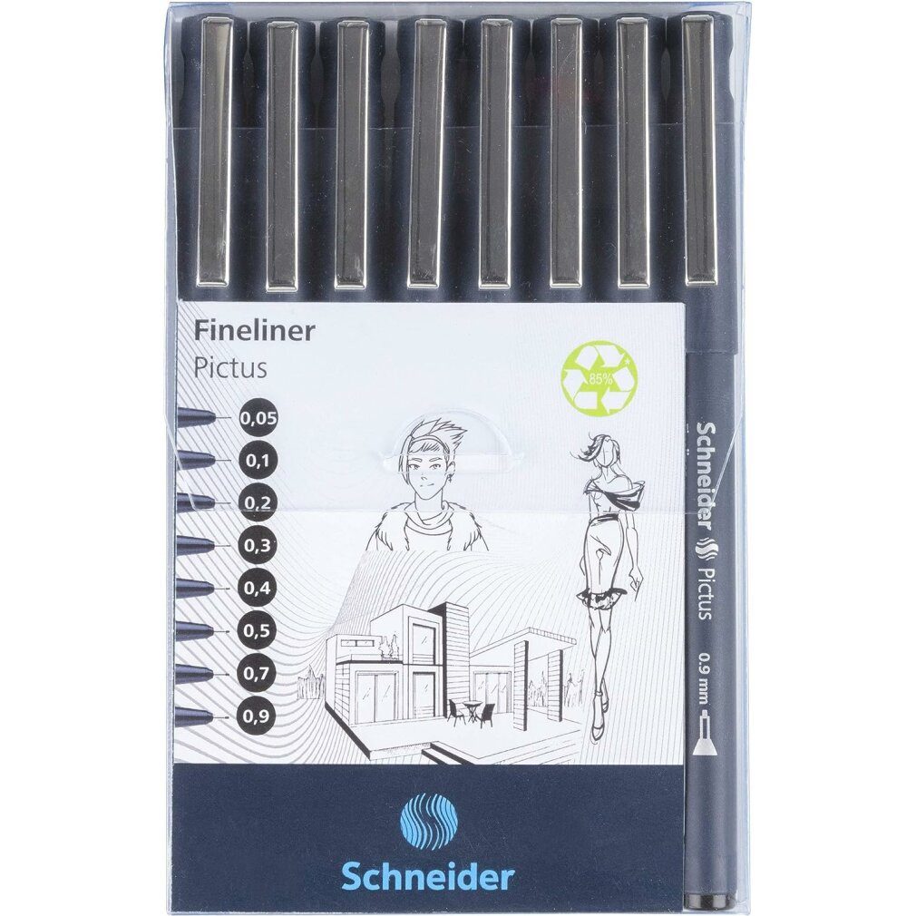 Schneider Permanentmarker Fineliner Schneider Pictus Fineliner-Set schwarz 8 St.