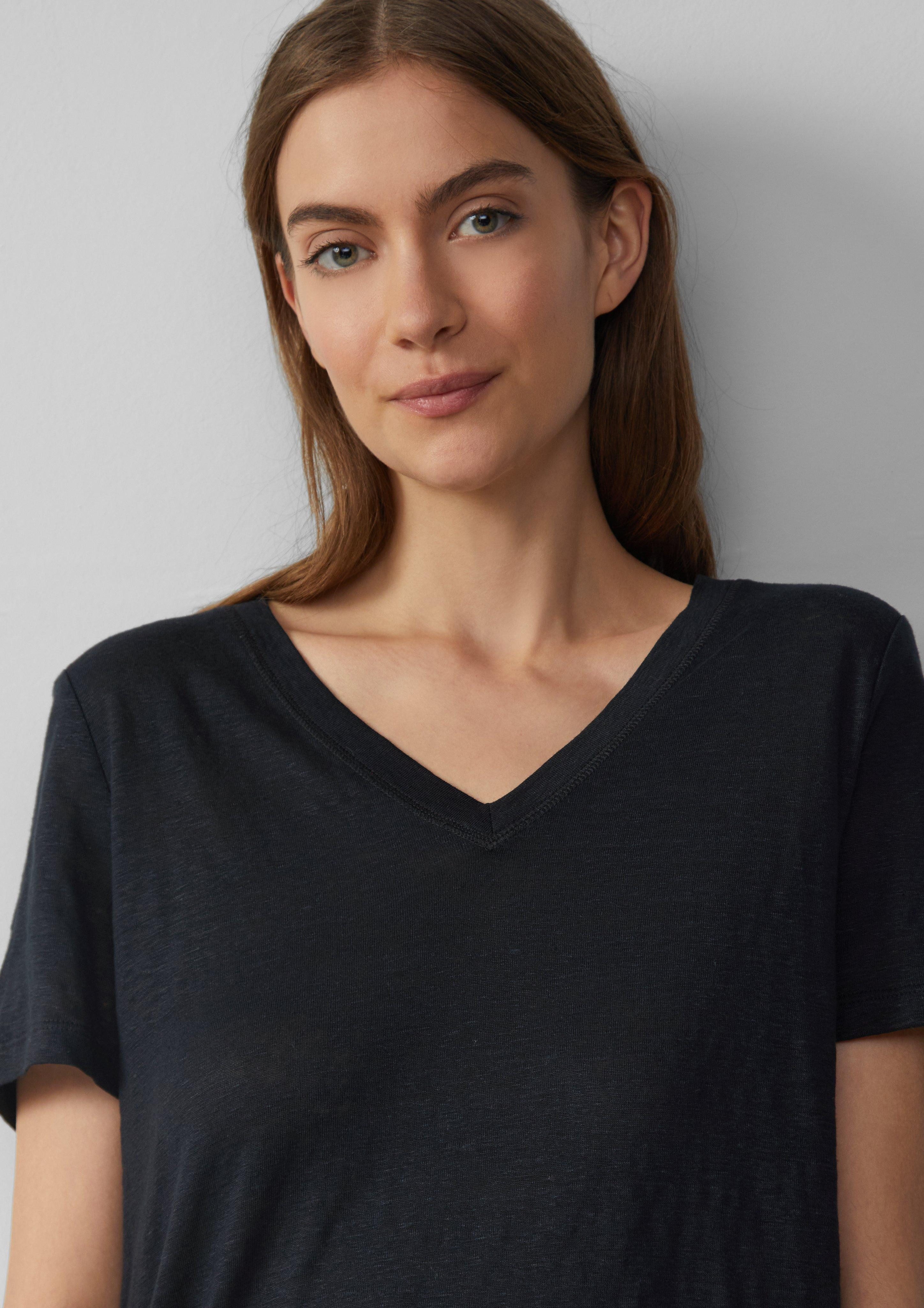 s.Oliver Kurzarmshirt T-Shirt aus Leinen mit günstig online kaufen