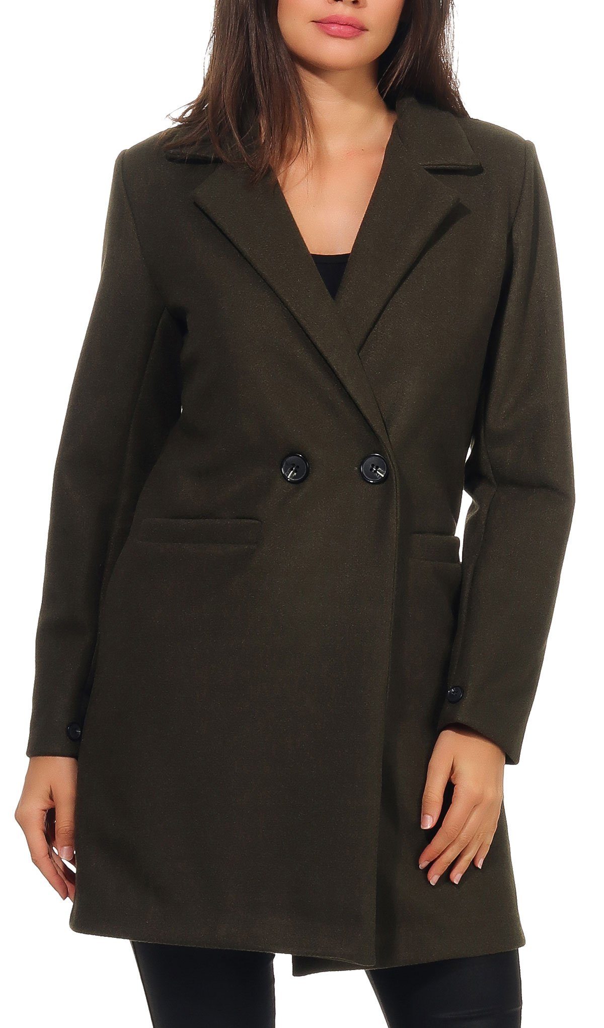 malito more than fashion Trenchcoat malito Damen Kurzmantel, edle Jacke mit Knöpfen, schicke Übergangjac Übergangsmantel mit Knopfverschluss
