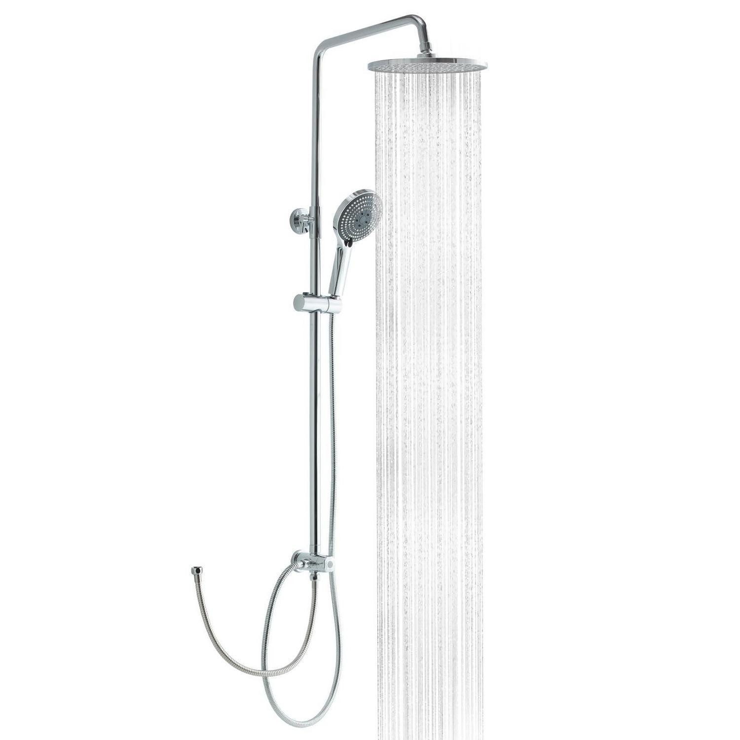 LuxusKollektion Duschsystem Regendusche Duschset Duschschlauch Twistfree 160cm Rund 25x25cm Chrom