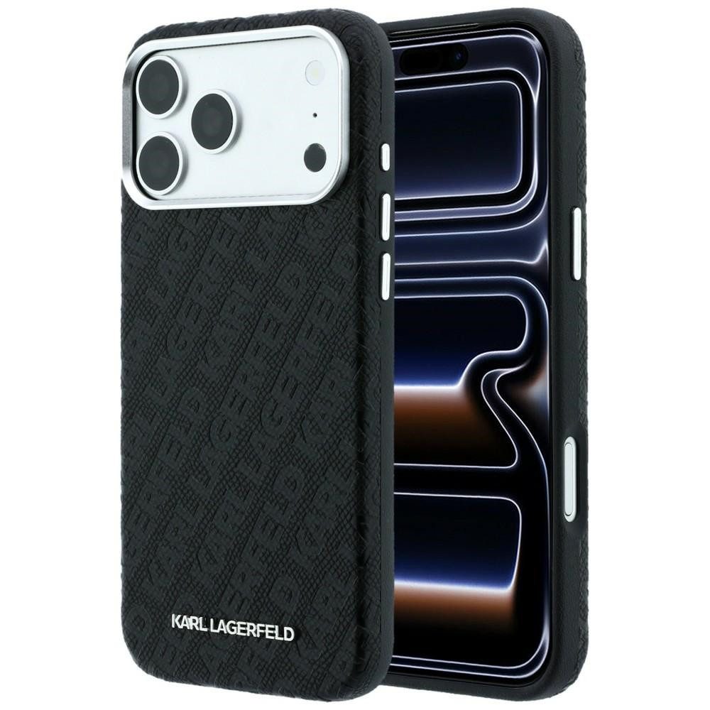 KARL LAGERFELD Handyhülle iPhone 18 Pro Max Kunstleder schwarz MagSafe Logo geprägt 6,9 Zoll, Kantenschutz