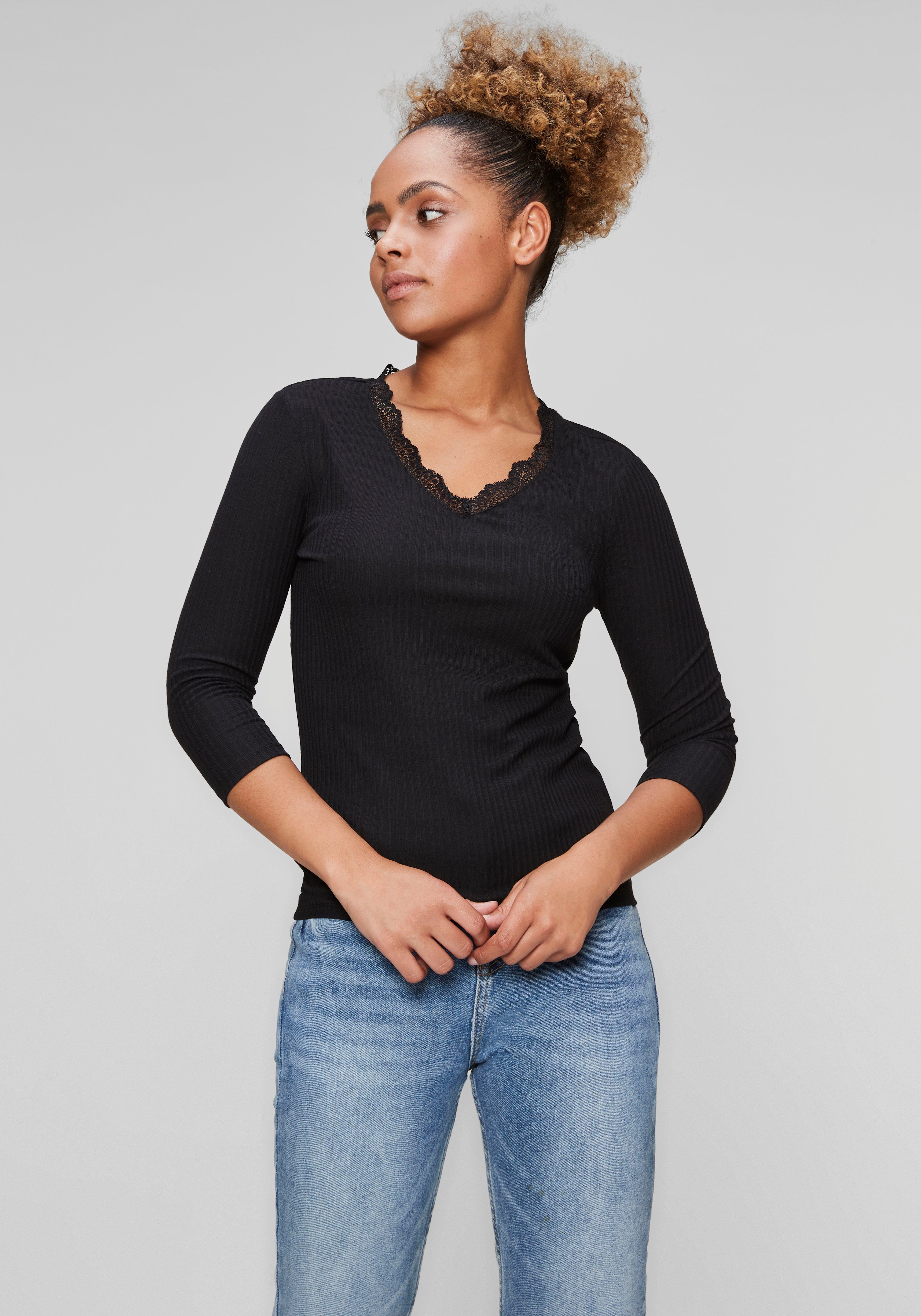 HaILY\'S T-Shirt TP Lill (1-tlg) mit schönem Spitzenbesatz, Cool  kombinierbar mit Jeans und Sneakern zu einem casual Look | T-Shirts