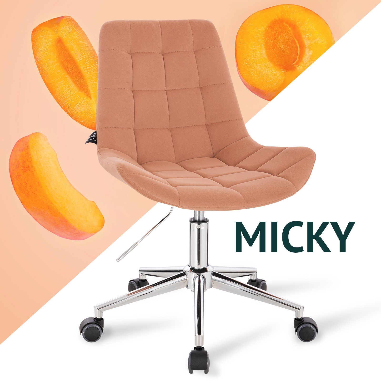 schalenformige MICKY, Schreibtischstuhl Steppnähten mti SVITA Orange Sitzfläche,