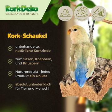 Kork-Deko.de Vogelspielplatz Flache Vogelschaukel (15x15cm) zum Sitzen, Spielen & Knabbern