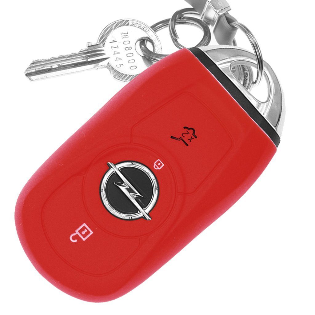Knopf 3 Autoschlüssel Insignia für mt-key Zafira GTC Schutzhülle Mokka Silikon Astra K Corsa B X E Rot, Schlüsseltasche OPEL KEYLESS Softcase