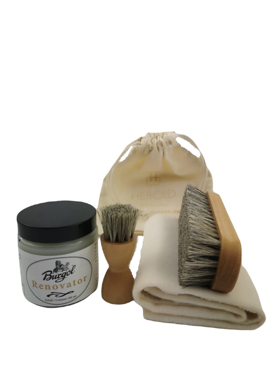 Hebold Hebold Schuhmacherei Schuhpflegeset mit Burgol Renovator zur Restaurat Schuhcreme