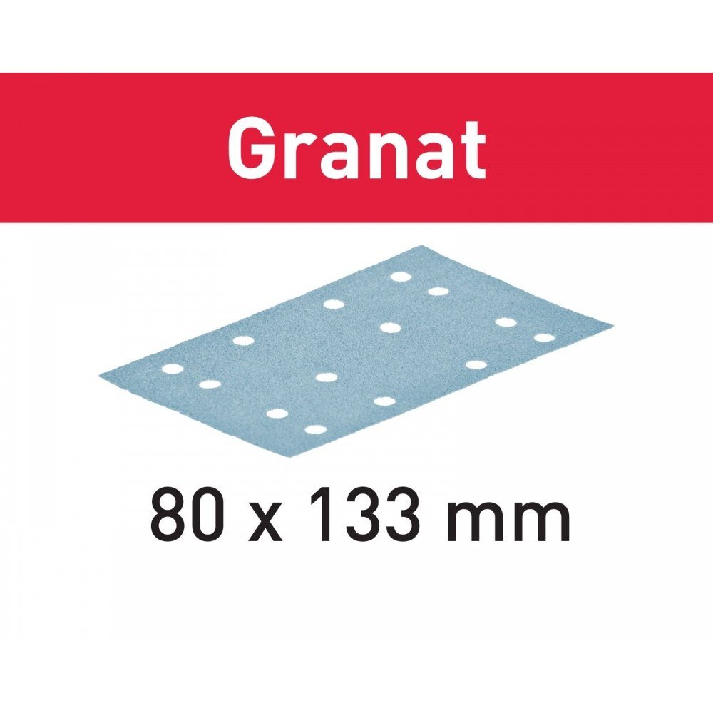 FESTOOL Schleifscheibe Schleifstreifen STF 80x133 P120 GR/10 Granat (497129), 10 Stück