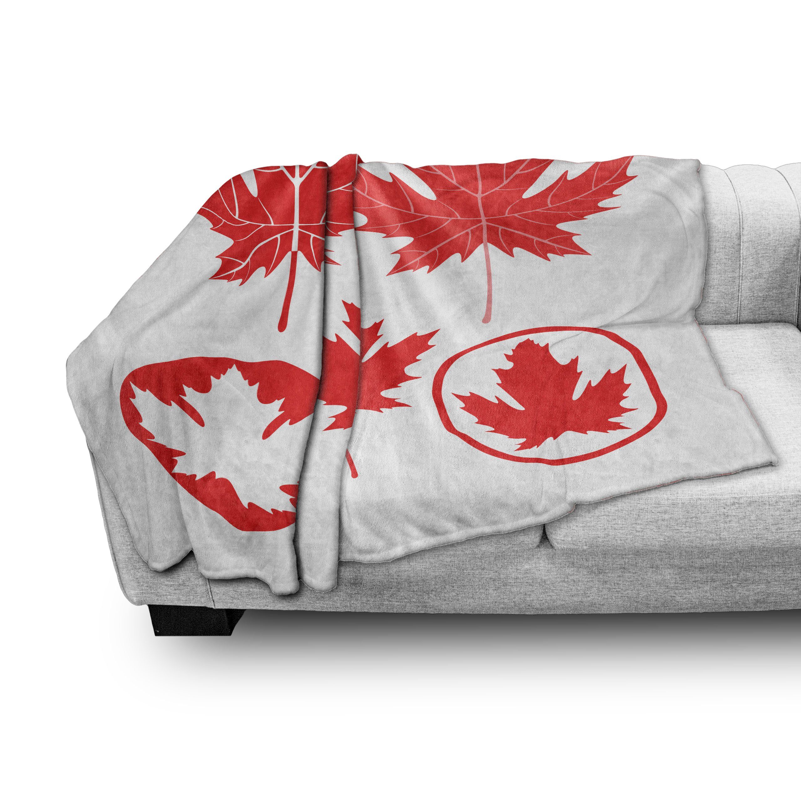 Außenbereich, Kanadische Innen- Wohndecke den Motive Abakuhaus, für Gemütlicher und Plüsch Flagge Blätter