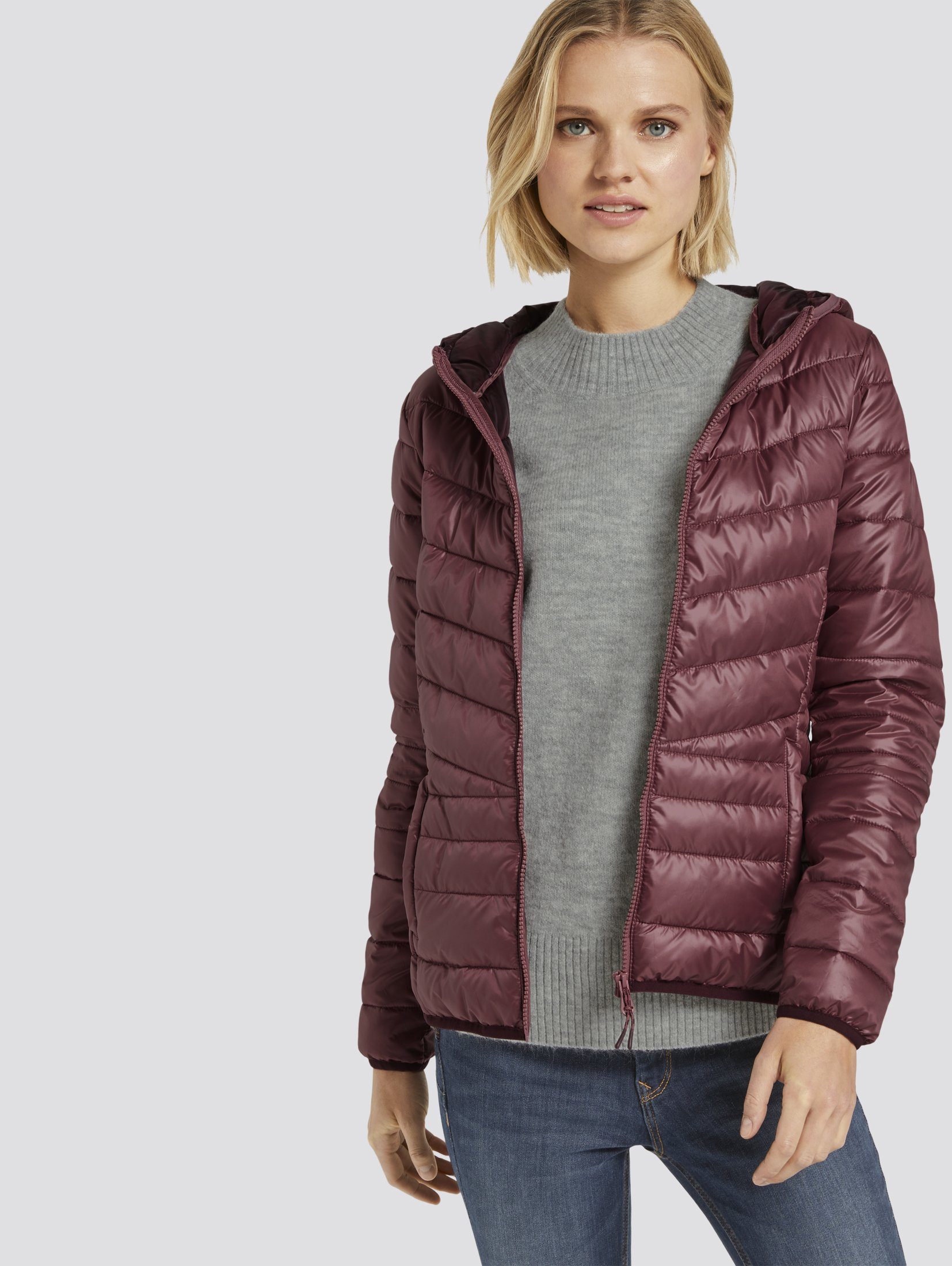 Damen Steppjacke Mit Kapuze - Leichter Trenchcoat Für Übergangszeit