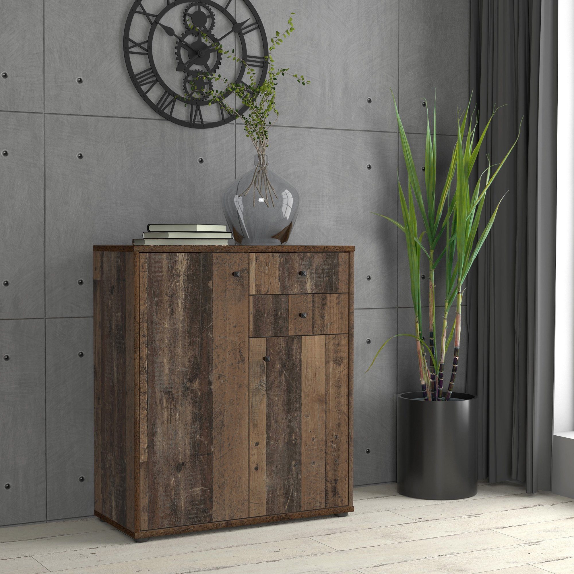 Newroom Kommode Old Wood 74 cm, Kommode Old Wood Modern Sideboard Highboard Büro