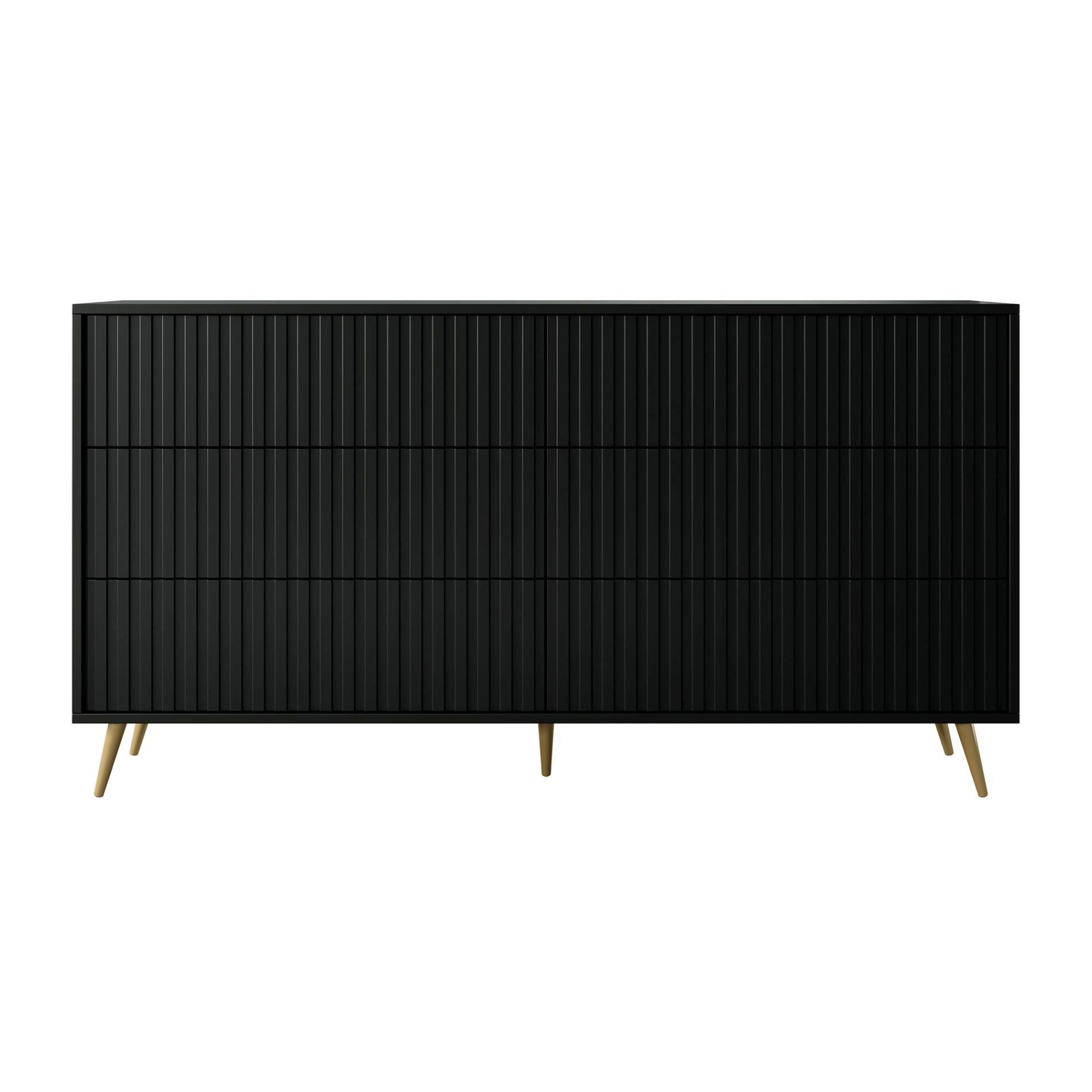 Selsey Kommode BELLO, Kommode mit Lamellenfront & Metallbeinen, mattes Design